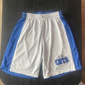 White & Royal Blue Athletic Basketball Shorts